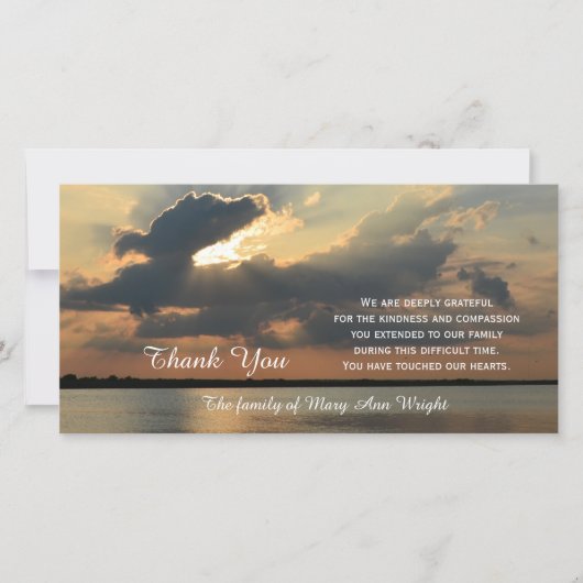 Sunset Sympathie Dank u Memorial Fotokaart Bedankkaart (Voorkant)