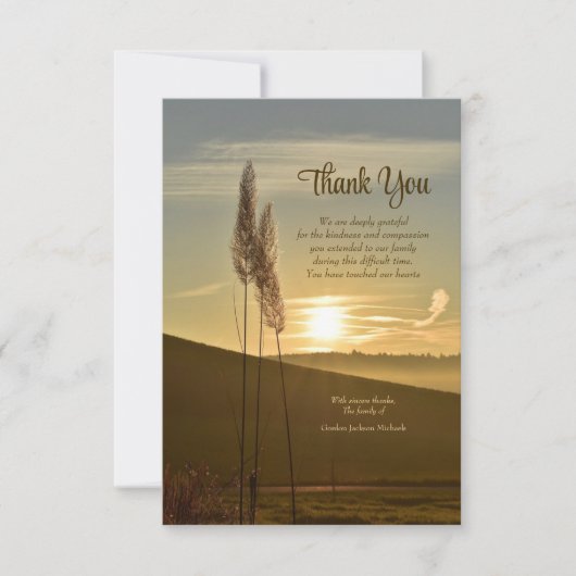 Sunset Sympathy Thank You Card Bedankkaart (Voorkant)