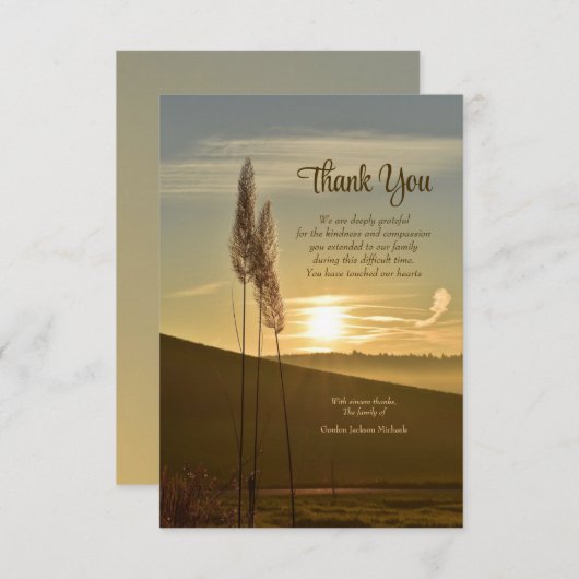 Sunset Sympathy Thank You Card Bedankkaart (Voorkant / Achterkant)
