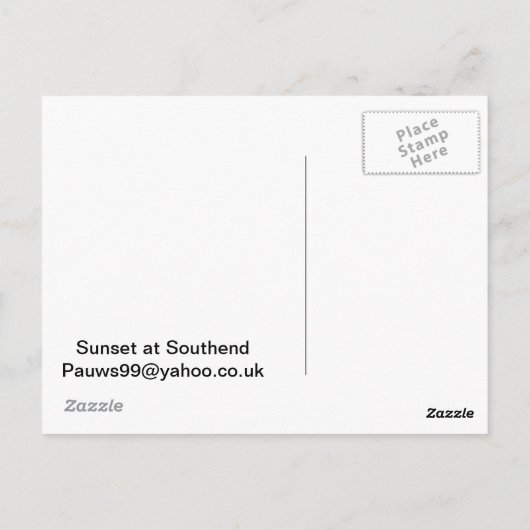 Sunset te Southend Briefkaart (Achterkant)