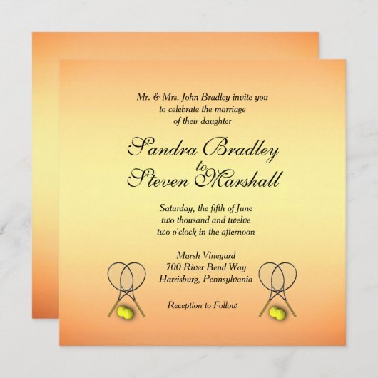 Sunset Tennis Wedding Invitations Kaart (Voorkant / Achterkant)