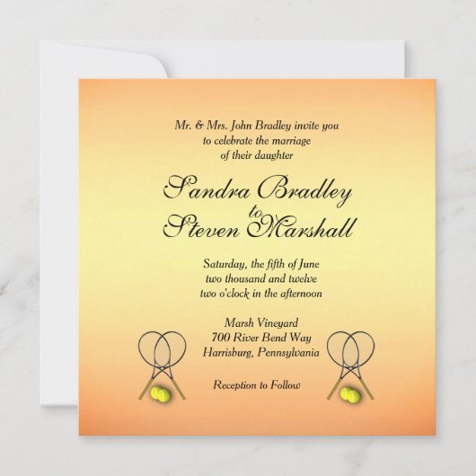 Sunset Tennis Wedding Invitations Kaart (Voorkant)