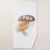 Sunset Tentakels: Kust Waterverf Kunst Badhanddoek (Badhanddoek)