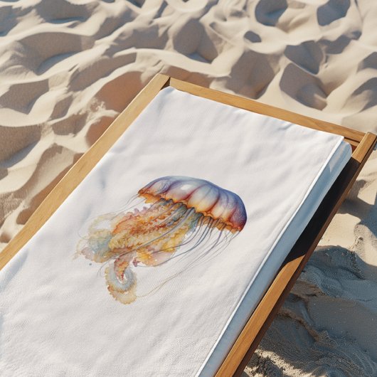 Sunset Tentakels: Kust Waterverf Kunst Badhanddoek