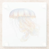 Sunset Tentakels: Kust Waterverf Kunst Glazen Onderzetter (Achterkant)