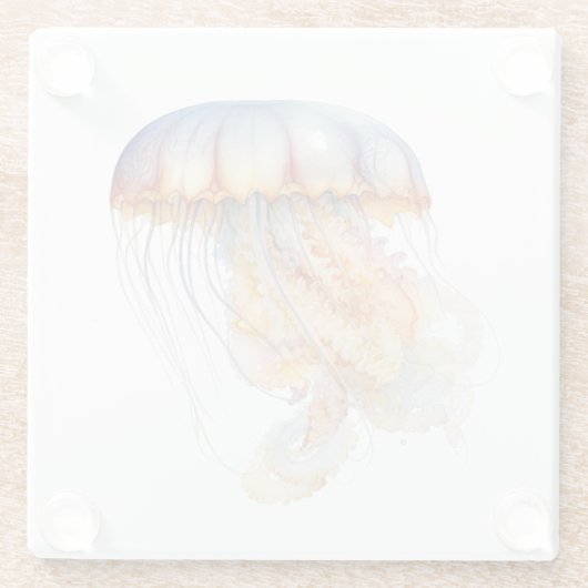 Sunset Tentakels: Kust Waterverf Kunst Glazen Onderzetter (Achterkant)