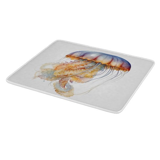 Sunset Tentakels: Kust Waterverf Kunst Snijplank (Hoek)