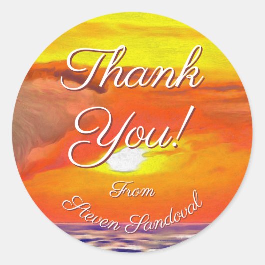 Sunset Thank You 2443 Ronde Sticker (Voorkant)