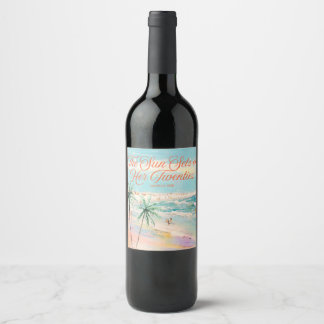 Sunset Themed 30th Birthday Wine Label Wijn Etiket