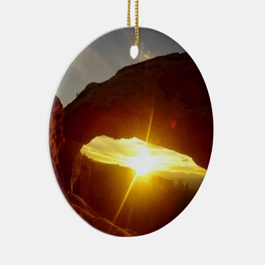 Sunset through Double O Arch, Arches National Park Keramisch Ornament (Rechts)