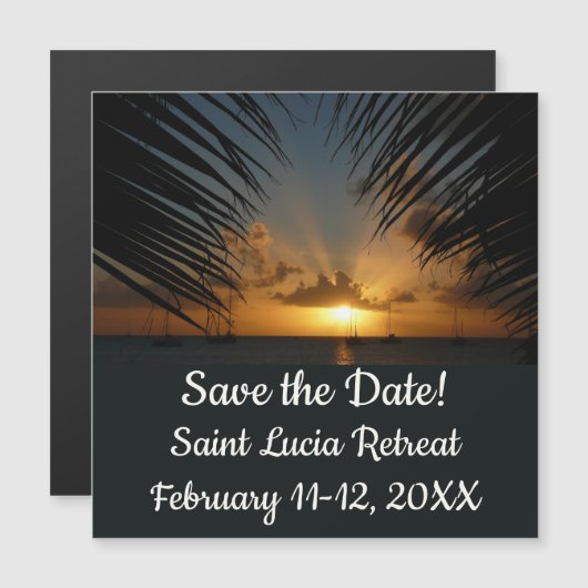 Sunset Through Palm Fronds Save the Date (Voorkant / Achterkant)
