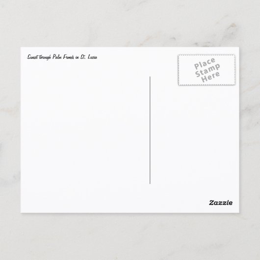 Sunset Through Palm Fronds Tropical Seascape Briefkaart (Achterkant)