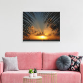 Sunset Through Palm Fronds Tropical Seascape Canvas Afdruk (Insitu (Woonkamer))