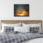 Sunset Through Palm Fronds Tropical Seascape Canvas Afdruk (Insitu (Slaapkamer))