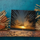 Sunset Through Palm Fronds Tropical Seascape Fotoplaat (Zijkant)