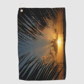 Sunset Through Palm Fronds Tropical Seascape Golfhanddoek (Voorkant)