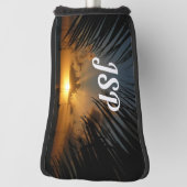 Sunset Through Palm Fronds Tropical Seascape Golfheadcover (Draai 90)