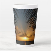 Sunset Through Palm Fronds Tropical Seascape Latte Mok (Voorkant)