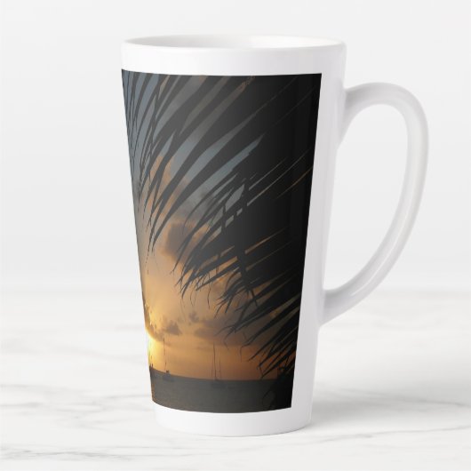 Sunset Through Palm Fronds Tropical Seascape Latte Mok (Rechts)
