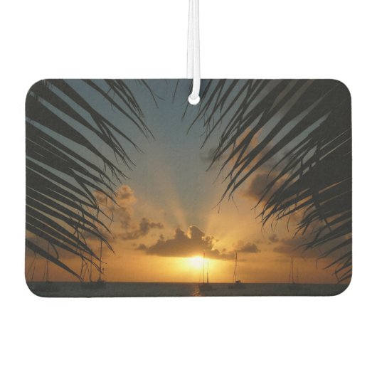 Sunset Through Palm Fronds Tropical Seascape Luchtverfrisser (Voorkant)