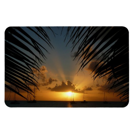 Sunset Through Palm Fronds Tropical Seascape Magneet (Horizontaal)