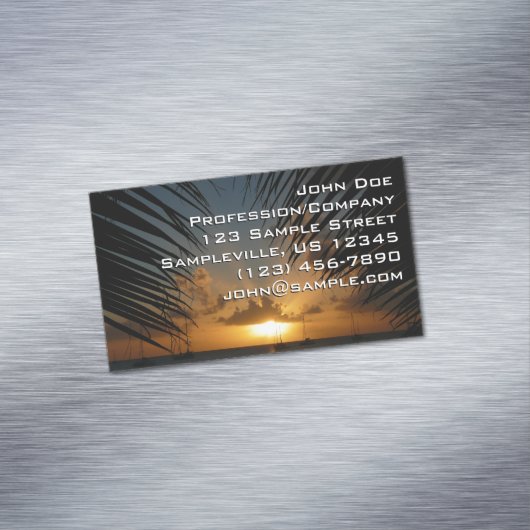 Sunset Through Palm Fronds Tropical Seascape Magnetisch Visitekaartje (Voorbeeld)