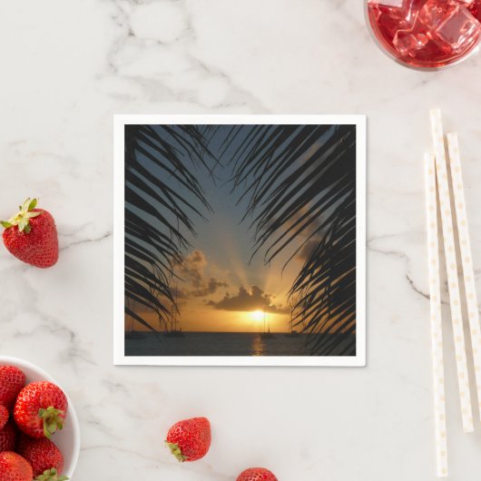 Sunset Through Palm Fronds Tropical Seascape Servetten (Insitu)