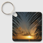 Sunset Through Palm Fronds Tropical Seascape Sleutelhanger (Voorkant)