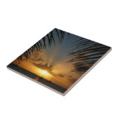 Sunset Through Palm Fronds Tropical Seascape Tegeltje (Zijkant)
