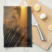 Sunset Through Palm Fronds Tropical Seascape Theedoek (Quarter Fold)