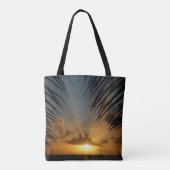 Sunset Through Palm Fronds Tropical Seascape Tote Bag (Achterkant)