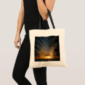 Sunset Through Palm Fronds Tropical Seascape Tote Bag (Voorkant (product))
