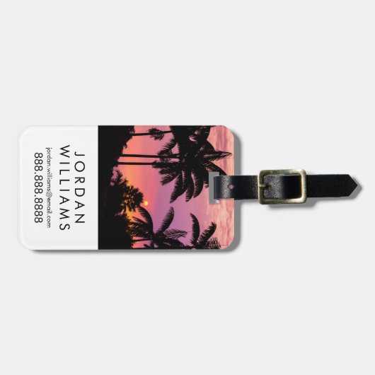 Sunset through Palm Trees Bagagelabel (Voorkant horizontaal)