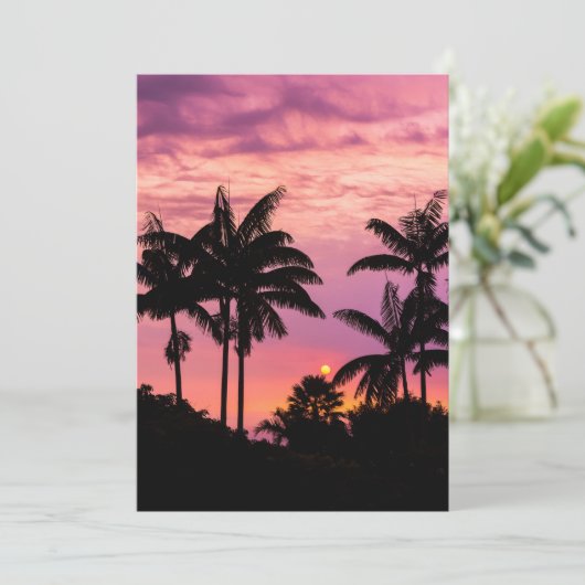 Sunset through Palm Trees Bedankkaart (Staand voorkant)