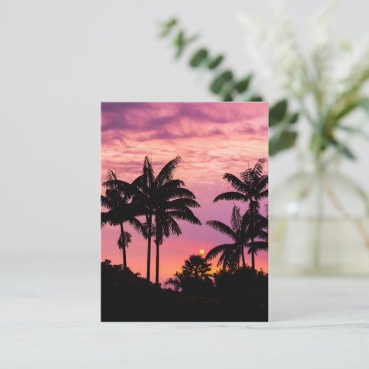 Sunset through Palm Trees Briefkaart (Staand voorkant)