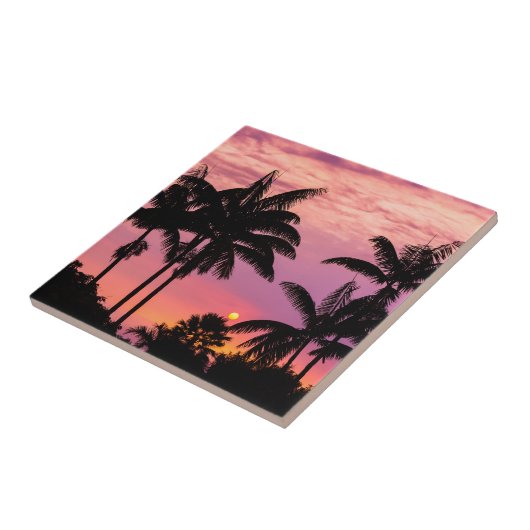 Sunset through Palm Trees Tegeltje (Zijkant)