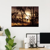 Sunset through the gras poster (Thuiskantoor)