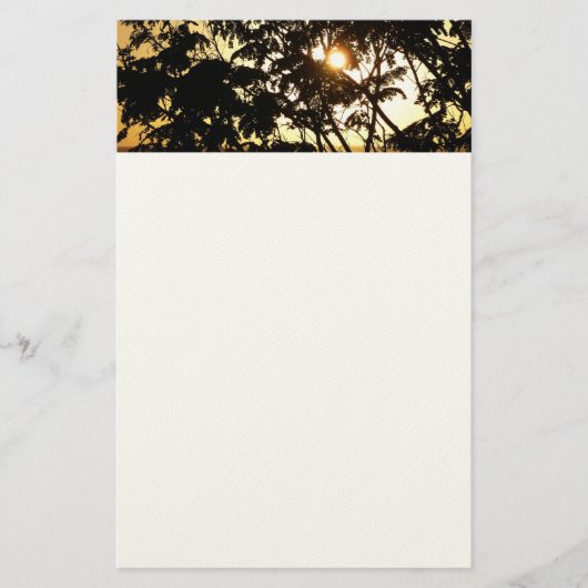 Sunset Through Trees I Tropical Photography Briefpapier (Voorkant)