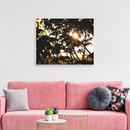 Sunset Through Trees I Tropical Photography Canvas Afdruk (Insitu (Woonkamer))