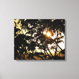 Sunset Through Trees I Tropical Photography Canvas Afdruk