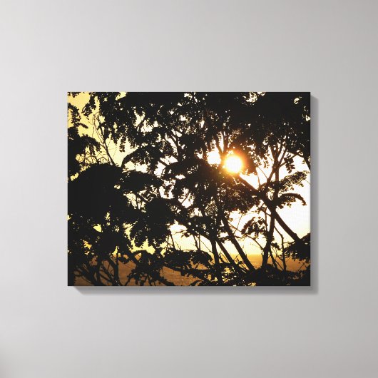 Sunset Through Trees I Tropical Photography Canvas Afdruk (Voorkant)