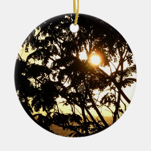 Sunset Through Trees I Tropical Photography Keramisch Ornament (Voorkant)