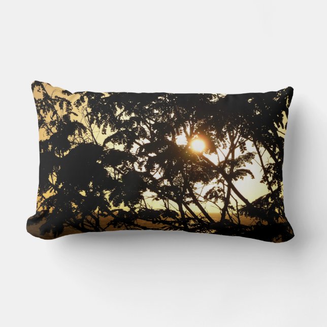 Sunset Through Trees I Tropical Photography Kussen (Voorkant)