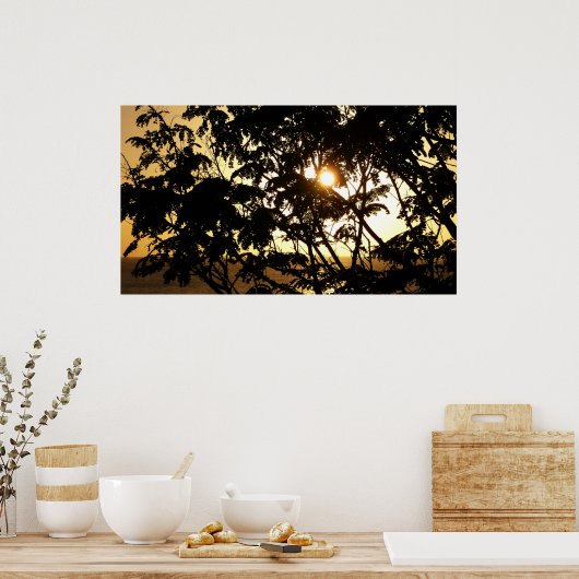 Sunset Through Trees I Tropical Photography Poster (Keuken)