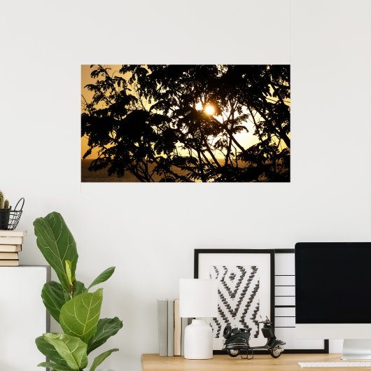 Sunset Through Trees I Tropical Photography Poster (Thuiskantoor)