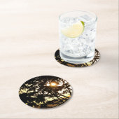 Sunset Through Trees I Tropical Photography Ronde Kartonnen Onderzetter (Insitu)