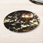 Sunset Through Trees I Tropical Photography Ronde Kartonnen Onderzetter (Gebogen)