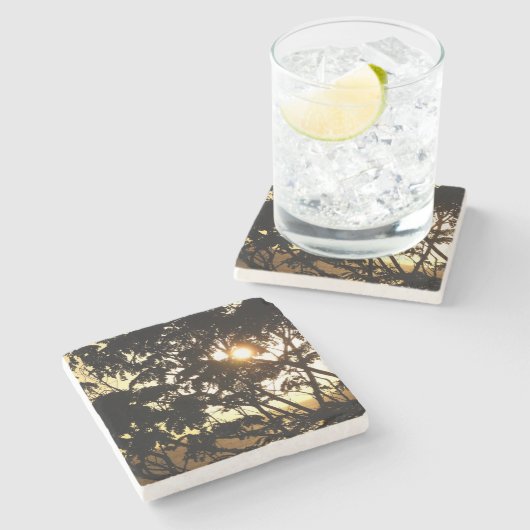 Sunset Through Trees I Tropical Photography Stenen Onderzetter (Zijkant)