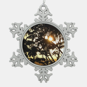 Sunset Through Trees I Tropical Photography Tin Sneeuwvlok Ornament