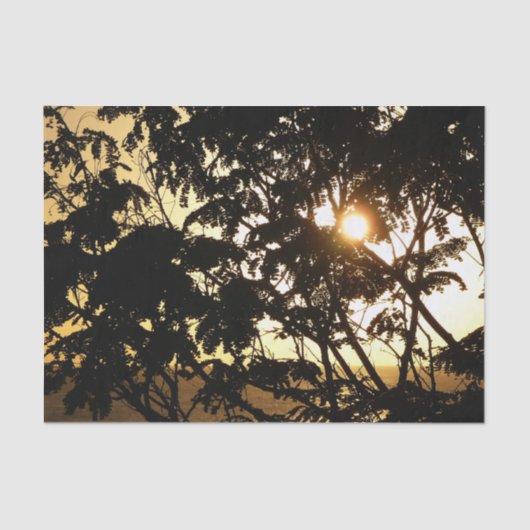 Sunset Through Trees I Tropical Photography Tissuepapier (Voorkant)